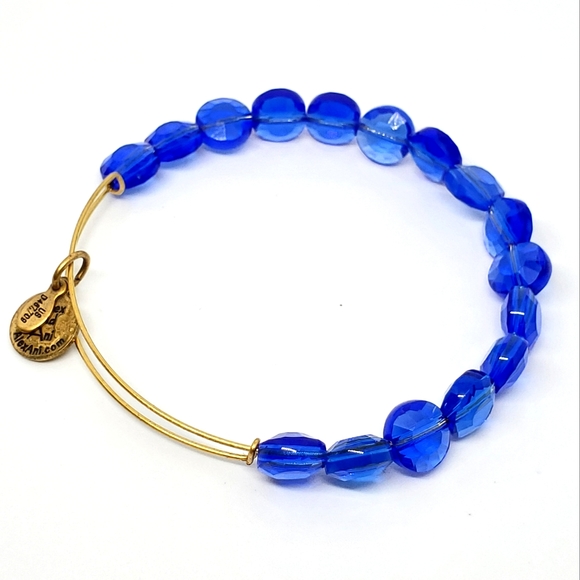 Alex and Ani Jewelry - Alex & Ani Sapphire Blue Glass Beaded Bangle Bracelet